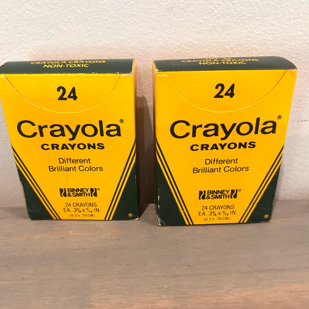 Lot of 2 Vintage Crayola Crayons Binney & Smith Box- 24 Count- Retired Colors